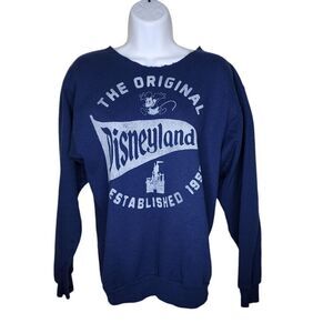 Disney Parks Disneyland Altered Neck Sweatshirt Womens Size S Navy Blue